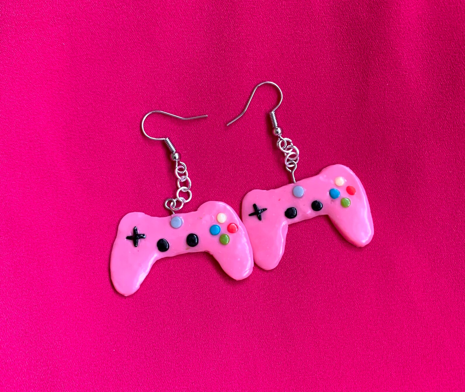 Pink Video Game Controller Earrings // Polymer Clay Xbox Etsy