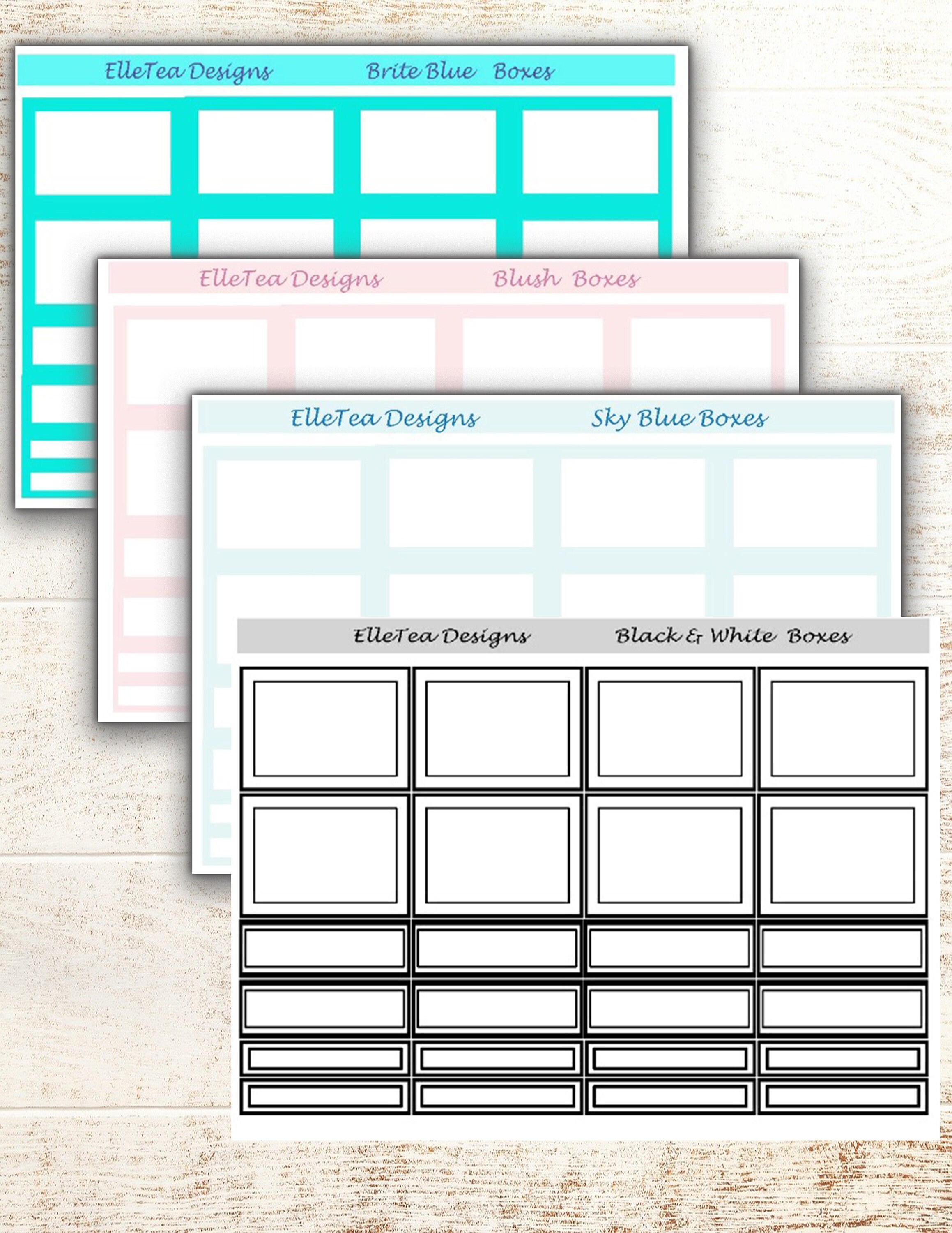 Functional boxes for planners// 3 sizes one sheet // 10 Etsy
