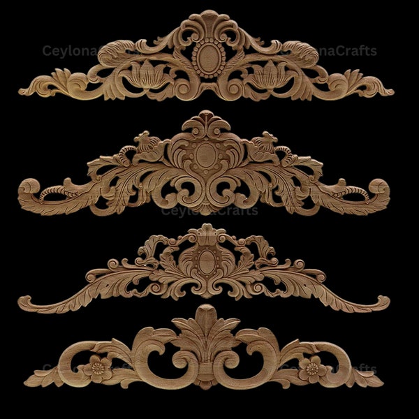 Corner Wood Applique Only Wood  Carved Unpainted Figurines for doors ,frame