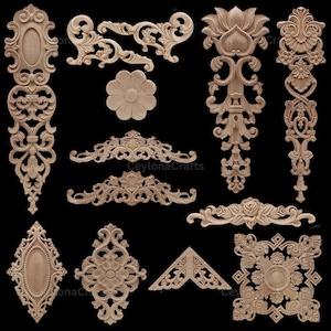 Corner Wood Applique Only Wood  Carved Unpainted Figurines