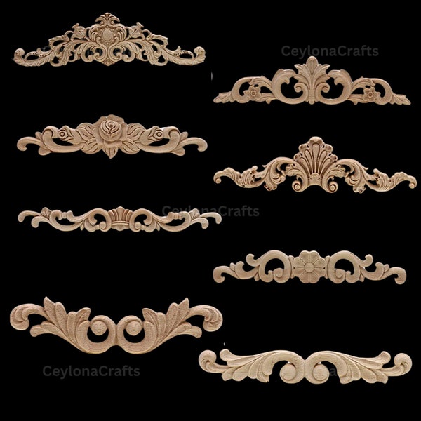 Corner Wood Applique Only Wood  Carved Unpainted Figurines for doors ,frame