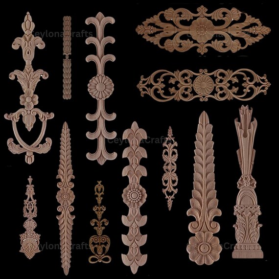 Applique In Legno Intagliato Stile Europeo Vintage | 4 Pezzi | Non Dipinto | Per Decorazione Mobili E Pareti - Foto 7