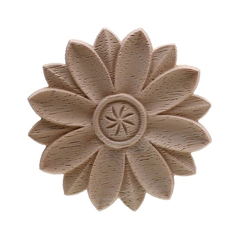 Flower Carving Natural Wood Applique Only Wood Carved Etsy