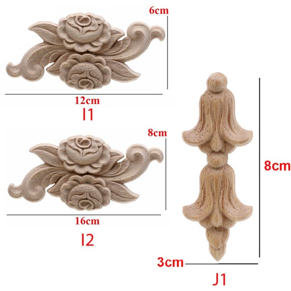 1 Piece Wood Carving Rosette Applique Shabby Chic Wood -  Portugal