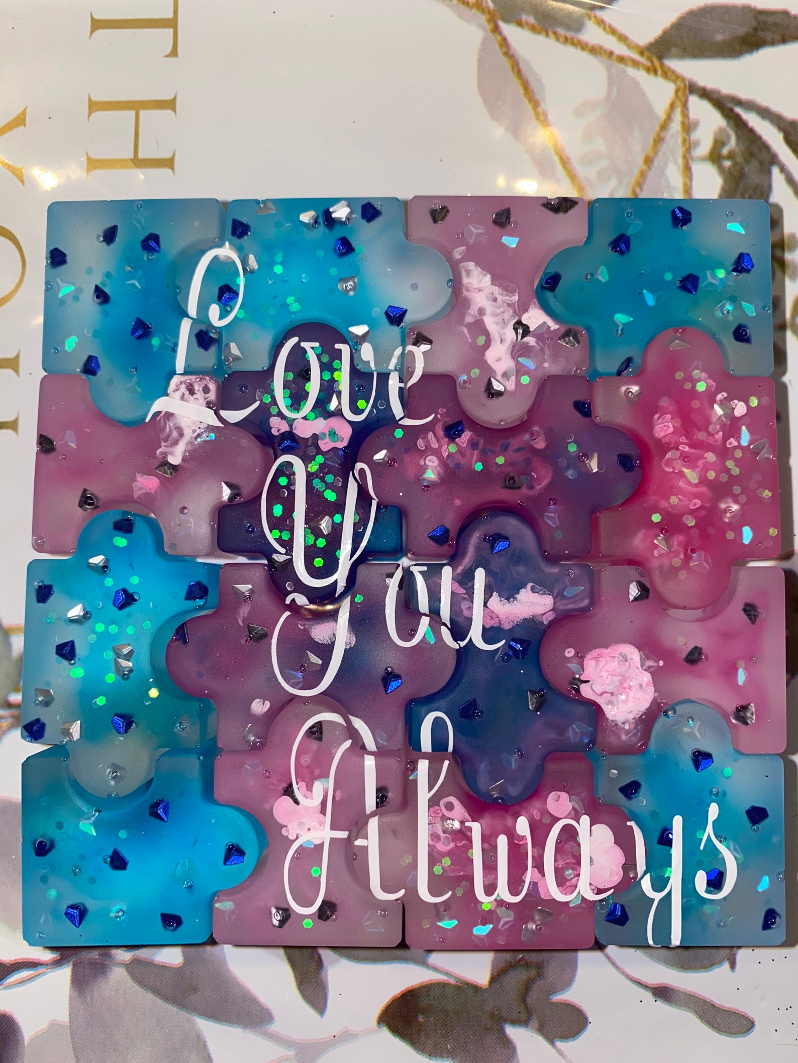 Handmade Epoxy Personalized Puzzle With Saying Etsy