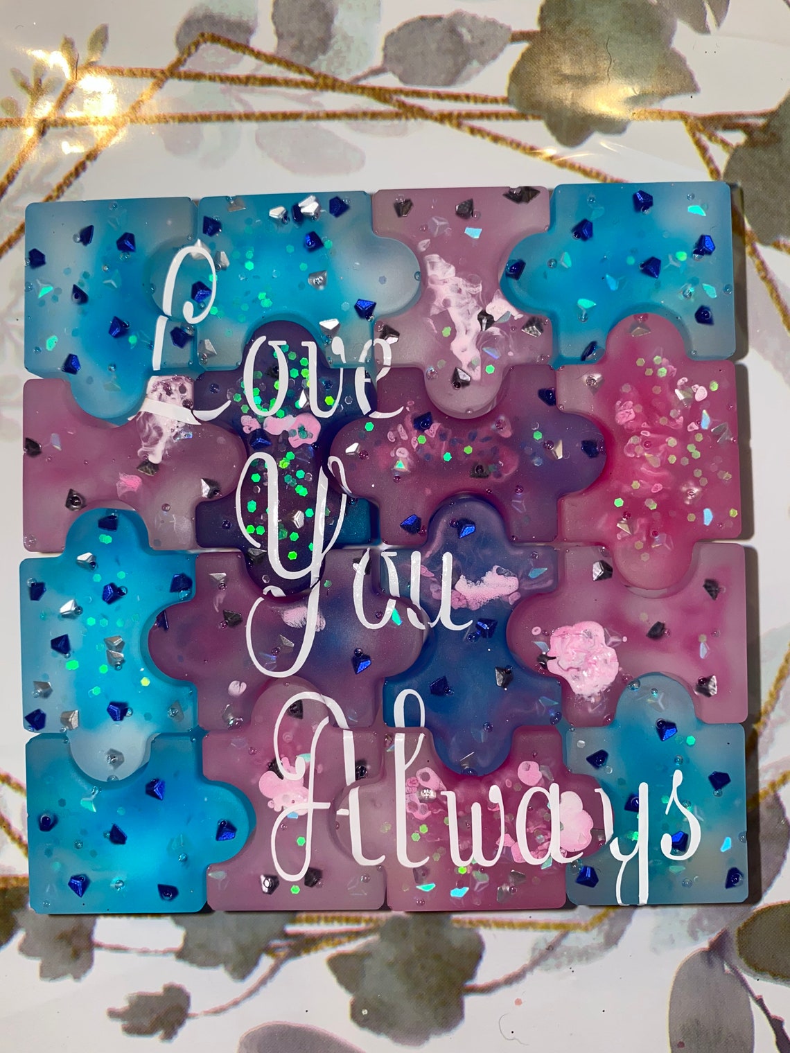 Handmade Epoxy Personalized Puzzle With Saying Etsy