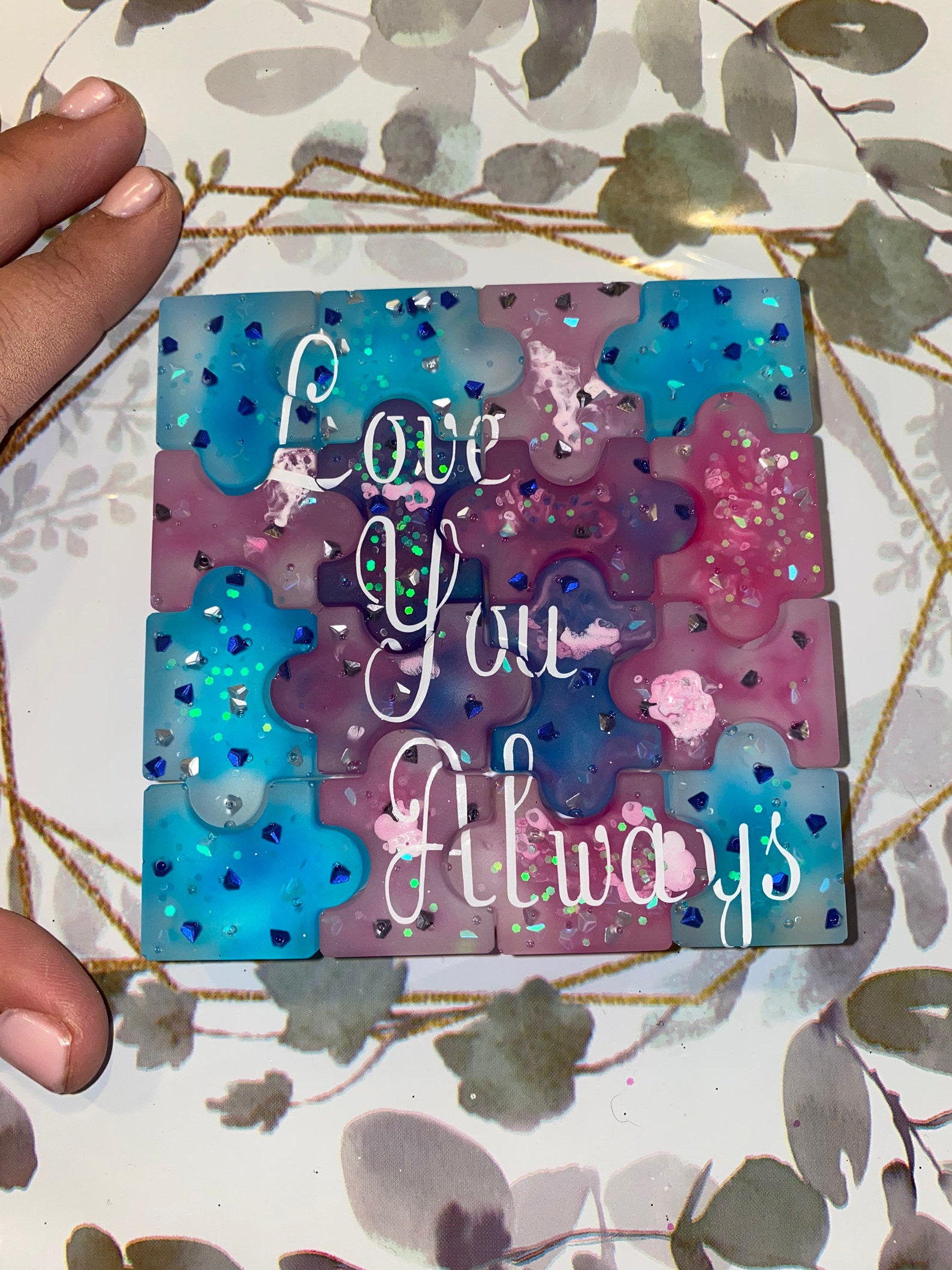 Handmade Epoxy Personalized Puzzle With Saying Etsy