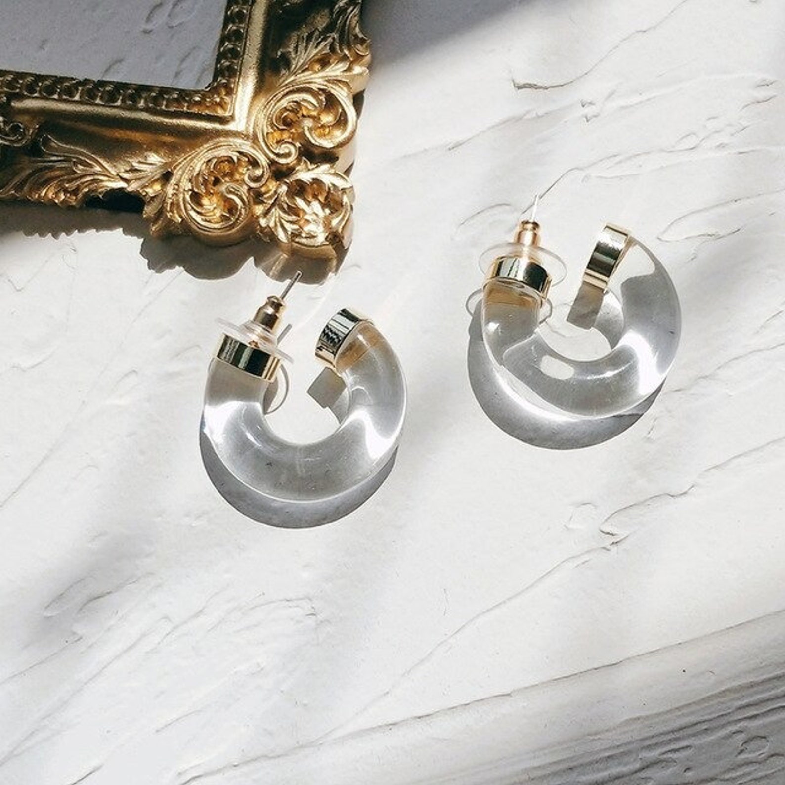 Geometric Cshaped Earringsstud earrings gold statement Etsy