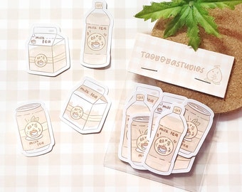 Milk Tea Drinks Diecut Sticker Set | Boba Stickers | Cute Diecut Stickers |