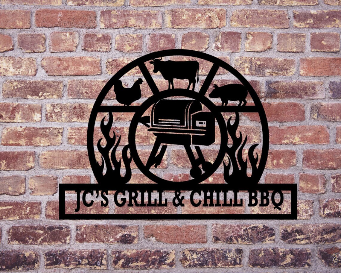 Personalized Backyard BBQ Metal Sign Outdoor Wall Decor Etsy