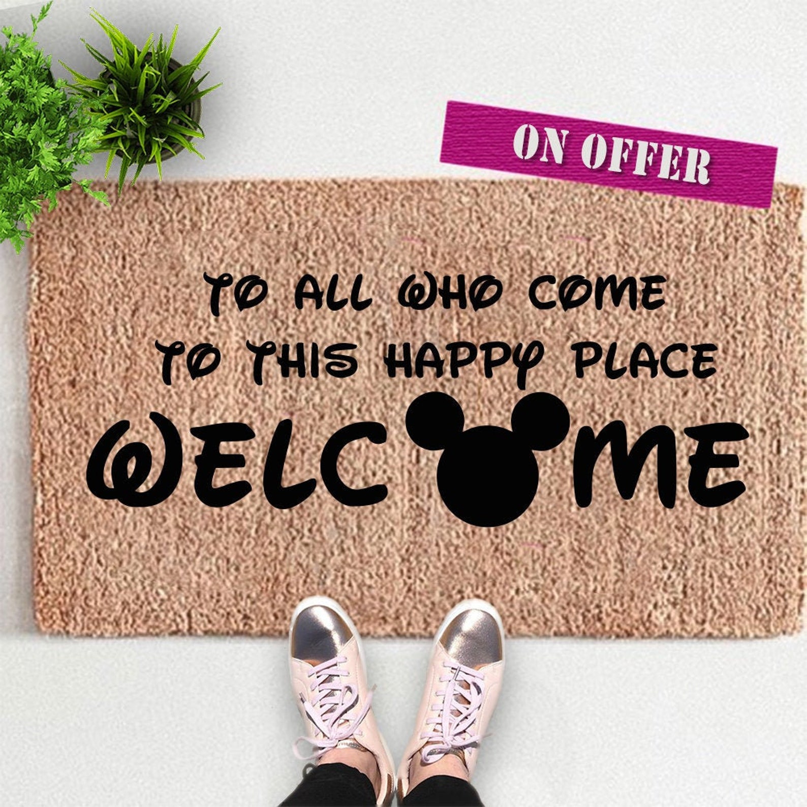 mat Mickey mouse mat Funny Doormat Coir mat Etsy