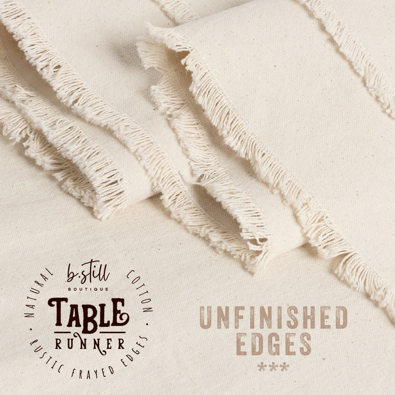 Farmhouse Table Runner Handmade Frayed Rustic Table Runner, Modern Farmhouse Primitive Decor, Boho Dining and Kitchen Decor image 1