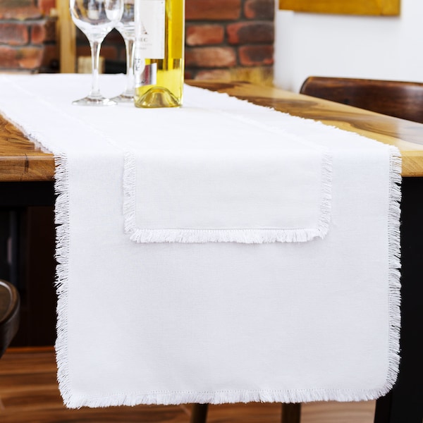 Farmhouse Table Runner - Handmade Frayed Rustic Table Runner, Modern Farmhouse Primitive Decor, Boho Dining and Kitchen Decor