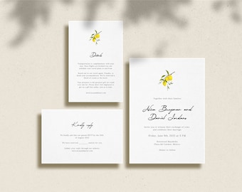 Lemon Wedding Invitation, Mediterranean Citrus, Italian Theme