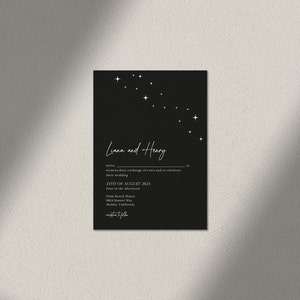 Moon & Stars Invitation Template, Wedding Invitation Template, Starry Night Invitation, Celestial, Stars, Minimal Wedding Invitation, Custom