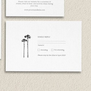 Palm Tree Wedding Invitation, Beach Wedding Invitation, Minimal Wedding Invitation, Tropical Wedding Invitation, Save the Date, Destination image 4