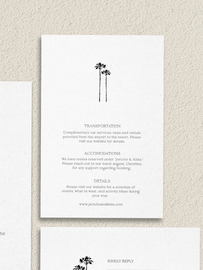 Palm Tree Wedding Invitation, Beach Wedding Invitation, Minimal Wedding Invitation, Tropical Wedding Invitation, Save the Date, Destination image 2