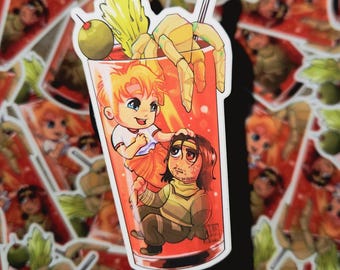 BloodyMary Sticker: Charaktere im Bloody-Mary-Glas - wasserfestes Vinyl