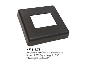 HFSTB16.3.71 - Satin Black - Aluminum Flat Base Shoe up to 40 degree angle for 1/2" Iron Balusters, Box of 10 - HFSTB16.3.71