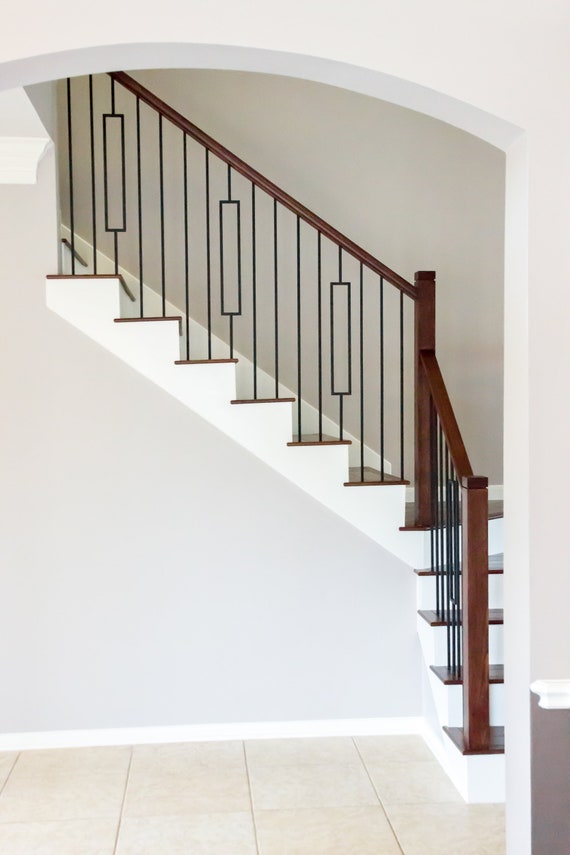 6084 Contemporary Red Oak Wood Stair Handrail - Stainless Stair