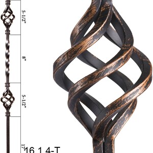 Oil Rubbed Bronze 16.1.4-T Double Basket Hollow Iron Baluster for Staircase Remodel - HFORB16.1.4-T