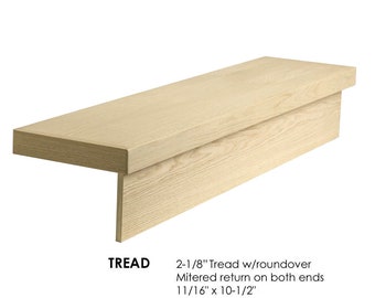 60-inch Modern RetroFit Return EngineeWhite Wood White Oak Tread Kit for Stair Remodel - WO-MODERN-RETRO-60MR