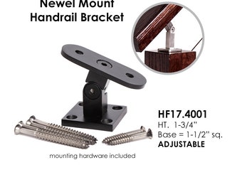 HF17.4001 Adjustable Newel Mount Bracket for Stair Remodel - Satin Black - HFSTB17.4001