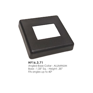 HFSTB16.3.71 - Satin Black - Aluminum Flat Base Shoe up to 40 degree angle for 1/2&quot; Iron Balusters, Box of 10 - HFSTB16.3.71