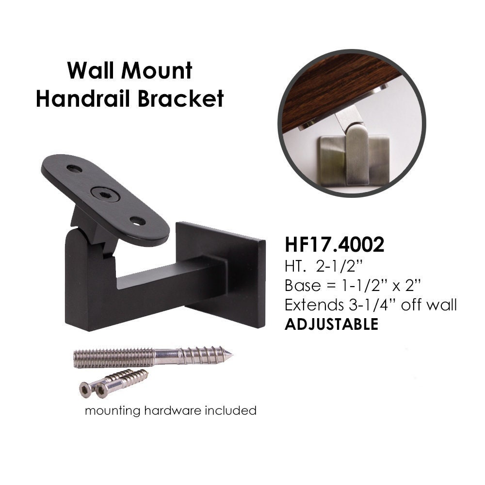 HF17.4002 Adjustable Wall Mount Bracket for Stair Remodel - Satin Black - HFSTB17.4002