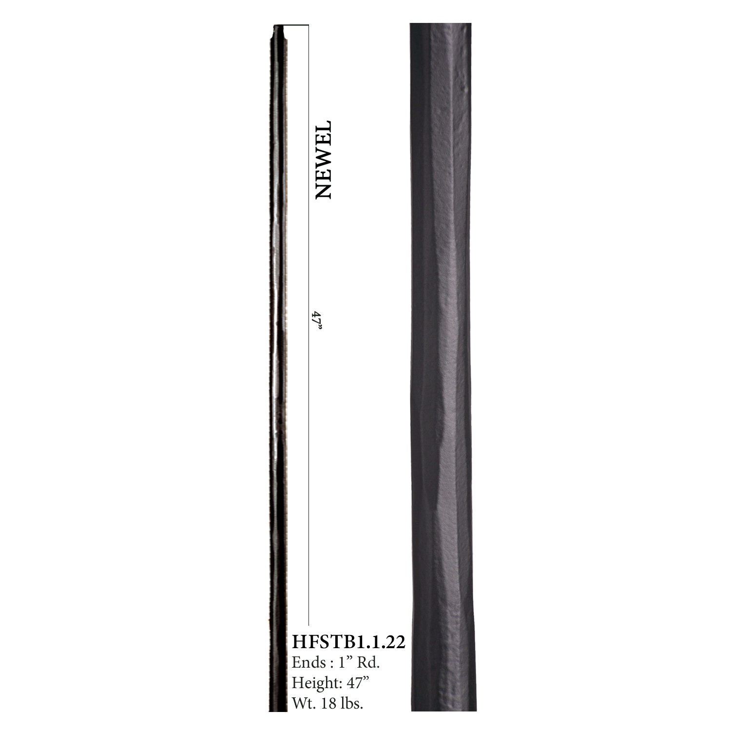 HF1.1.19 Single Spoon Gothic Round Iron Newel Post | Westfire