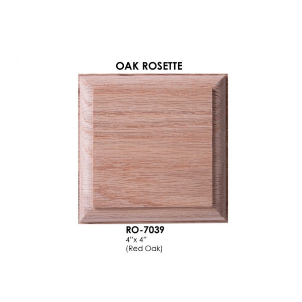 Red Oak 7039 4 x 4 inch Square Wood Rosette for Stair Remodeling - RO-7039