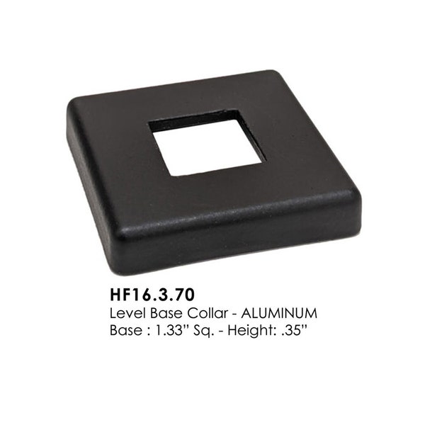 HFSTB16.3.70 - Satin Black - Aluminum Flat Base Shoe for 1/2" Iron Balusters, Box of 10 - HFSTB16.3.70