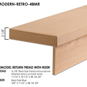 48-inch Modern RetroFit Return Engineered Wood Red Oak Tread Kit for Stair Remodel - MODERN-RETRO-48MR