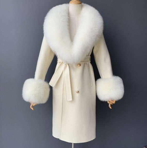 wool coat fox collar