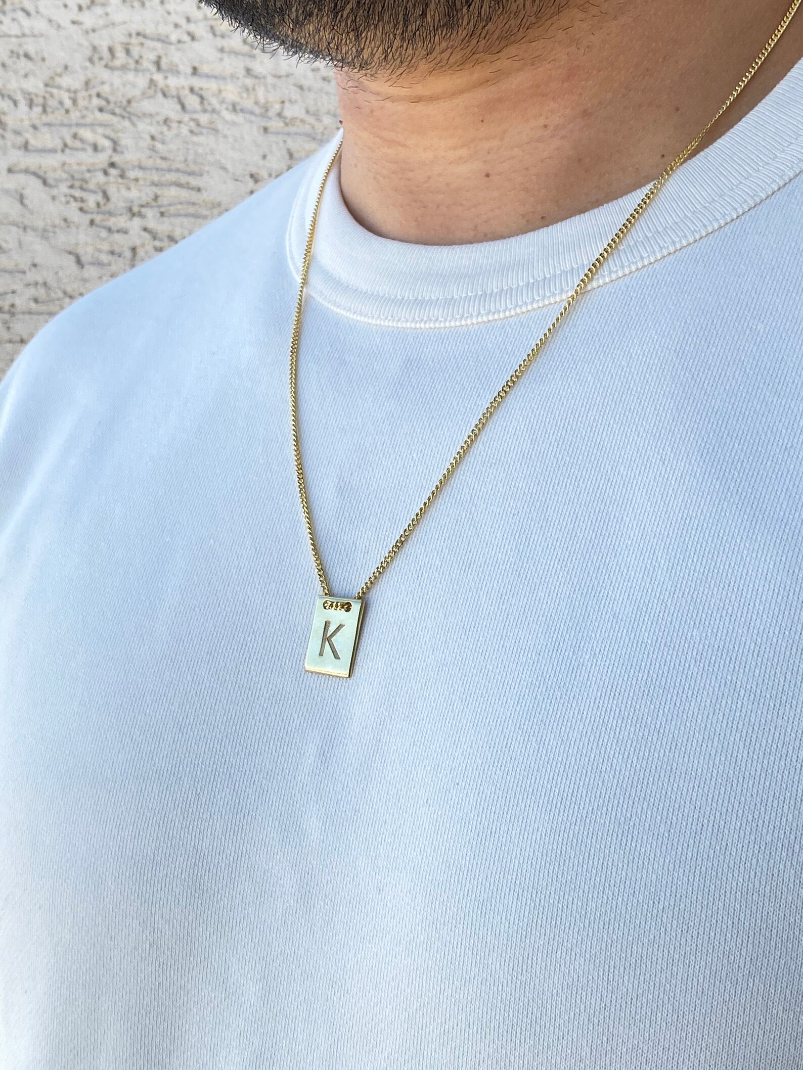 925 Sterling Silver Personalized Initial Men Necklace Etsy