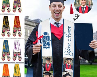 Personalized College Stole,Custom Name Photo Graduation Stole,Graduation Gift for Him/Boyfriend,Custom Stole,Photo Stole,Custom Text Stole