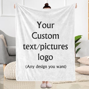 Personalized Photo Micro Fleece Blanket Custom Name Logo Blanket For Family Pet Picture Memorial Throw Blanket,Birthday Gifts,Idol Blanket