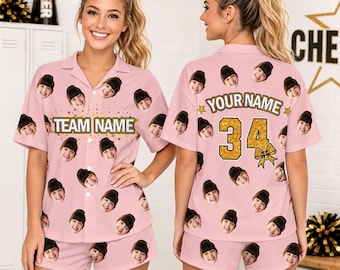 Custom Cheer Pajamas Set, Personalized PJs with Name&Number,  Matching Dance Team Sleepwear, Competitive Spirit Senior Cheer Gifts