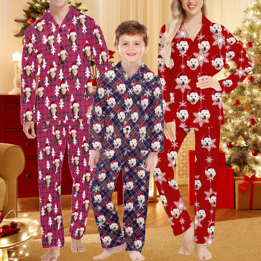 Christmas Pajamas Family Matching,custom Christmas Pajamas,custom Face