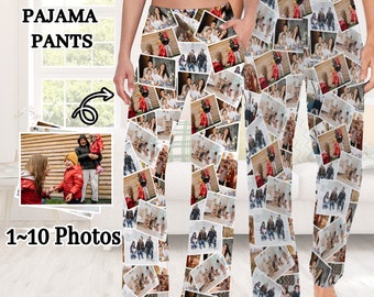 Customized Pajama Pants with Photo,Collage Photo Pants,Pictures Printed Pajama,Men's Pajama Bottoms,Gift for him,Birthday Day gift20pictures