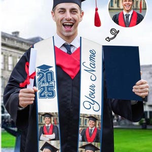 Personalized 2026 Graduation Stole: Custom Name & Photo Graduation Sash