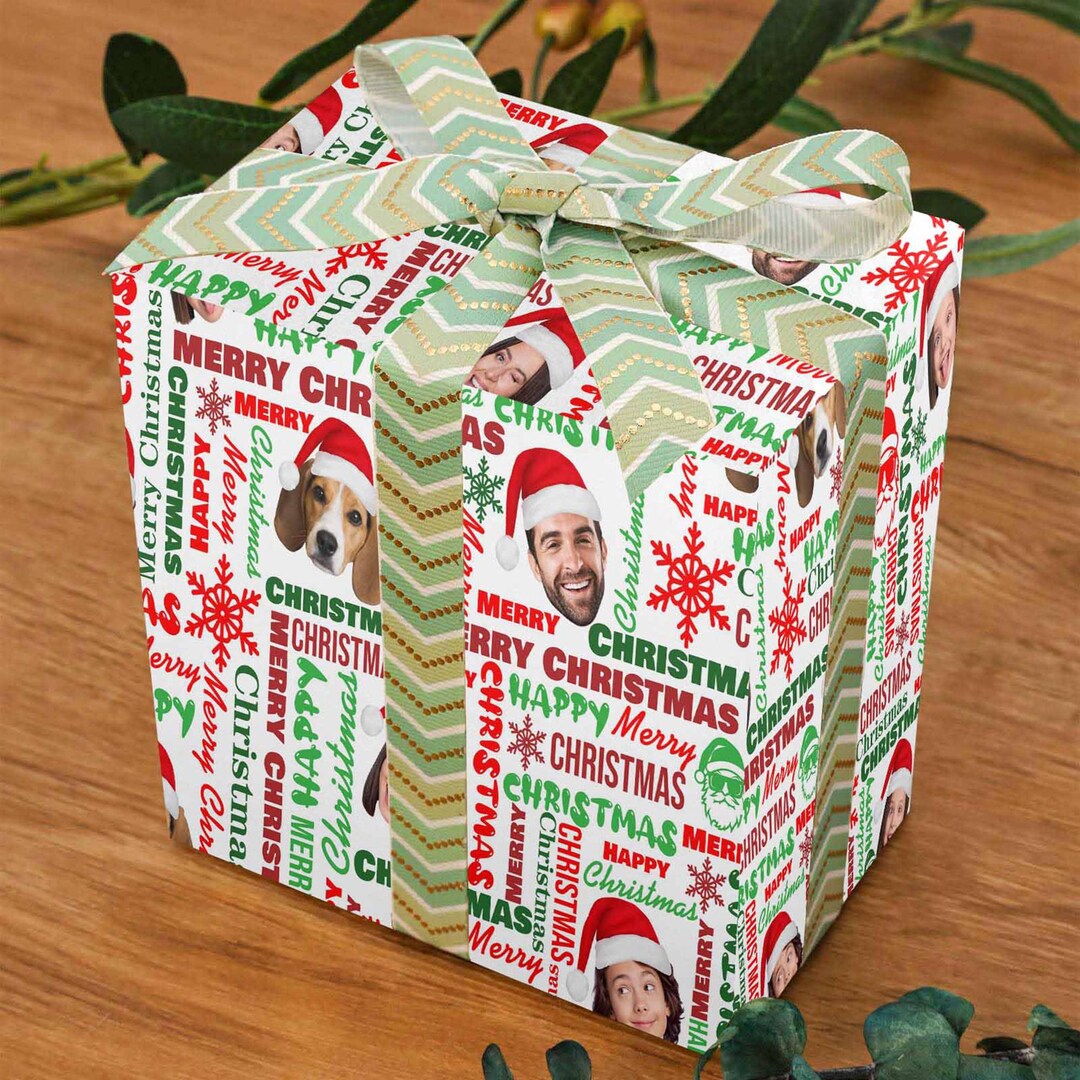 Personalized Christmas Wrapping Paper: Custom Face & Text Wrap - Etsy