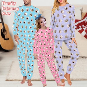 Custom Pet Face Pajamas,Custom Pajamas for Family,Personalized Long Sleeve Pjm Sets,Funny Dog face Pajamas,Family Gift,Anniversary Gifts