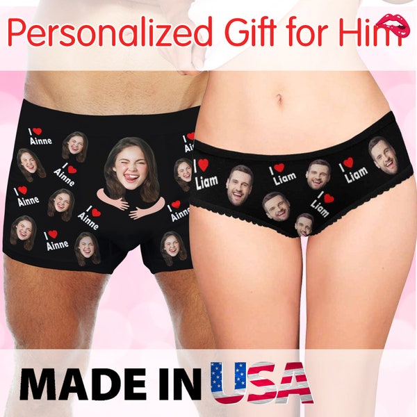 Couple Face Underwear,Gift for Bride,Valentines Underwear,Custom Boxers Briefs with Picture,Custom Face Underwear for Men,Couple Gifts Boxer