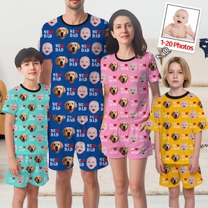 Custom Family Photo Pajamas: Personalized Pet/Face Matching Set