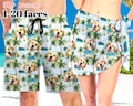 Custom Dog Face Beach Shorts,Custom Hawaiian Swim Trunks with Pictures,Personalzied Women Beach Sarong Wrap,Photo Face Men Bathing Suit.