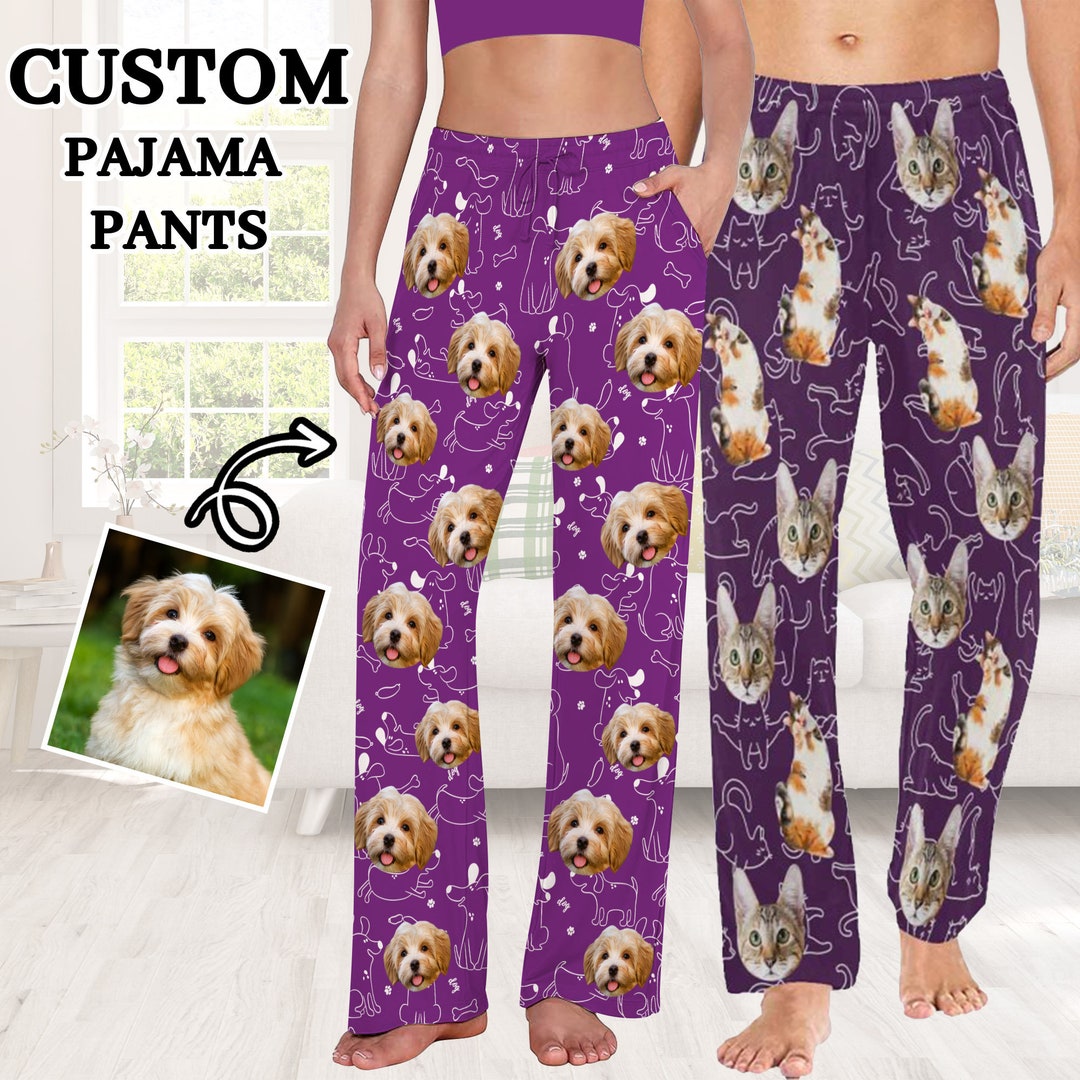 Custom Pet Pajamas Pants,personalized Pajama Pants for Women,photo Face ...