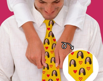 Custom Men's Necktie for Weeding,I love you tie, Her facces on tie.Tie for Men,Gifts for Him,Husband Necktie with Her Faces,Valentine tie