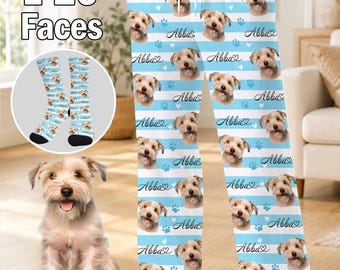Personalized Dog Face Loungewear,Custom Pet Portrait PJS,Photo Pajamas Pants for Family, Cat Lover Gifts