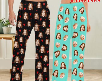 Personalized Face Pajama Pants,Custom Photo Trousers,Family Pictures on PJS,Valentine's Day Gifts